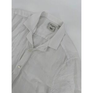 Murano Baird McNutt Linen Shirt Mens L Slim Fit  White Camp Collar